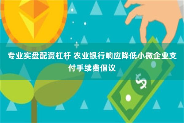 专业实盘配资杠杆 农业银行响应降低小微企业支付手续费倡议