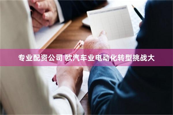 专业配资公司 欧汽车业电动化转型挑战大